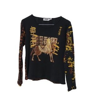 MOSCHINO embroidered long sleeve shirt